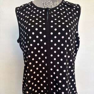 Sleeveless Black Polka Dot Women's Top - Pink Dots